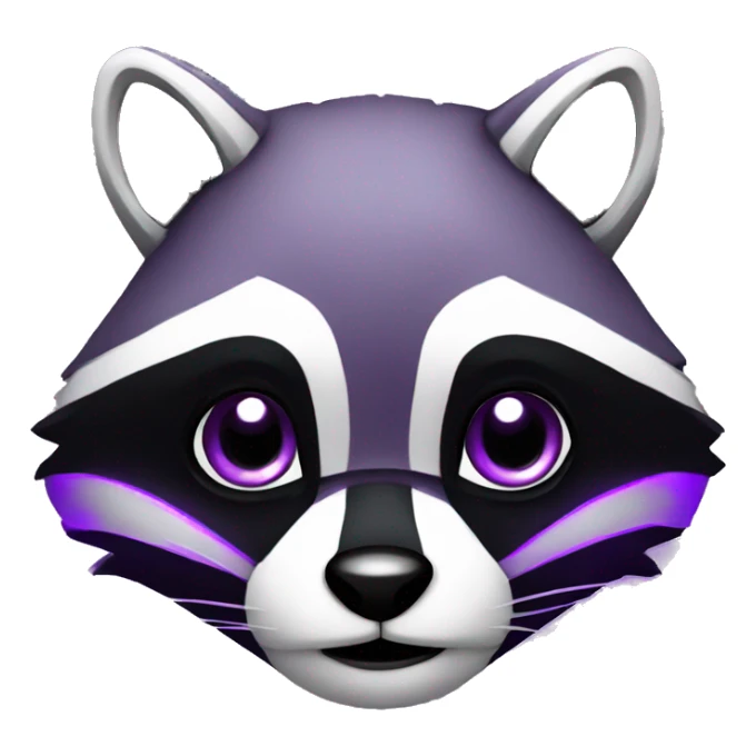 create a futuristic raccoon with purple and black colors sticker