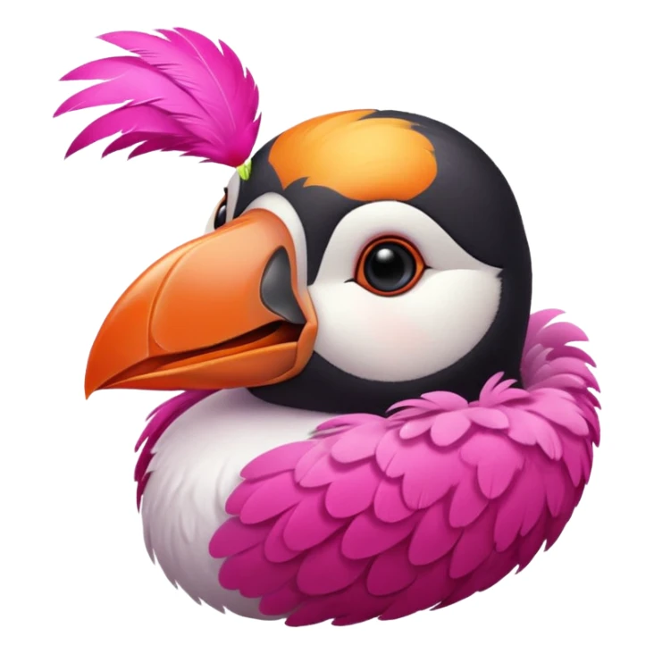 pink puffin blowing hot air from mouth sticker