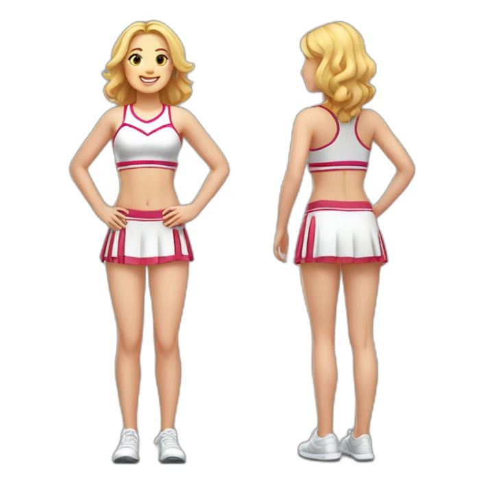 Full body Caucasian curvy cheerleader back and front views sticker