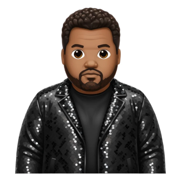 Fatman Scoop with dark brown hair, black sequin outfit sticker
