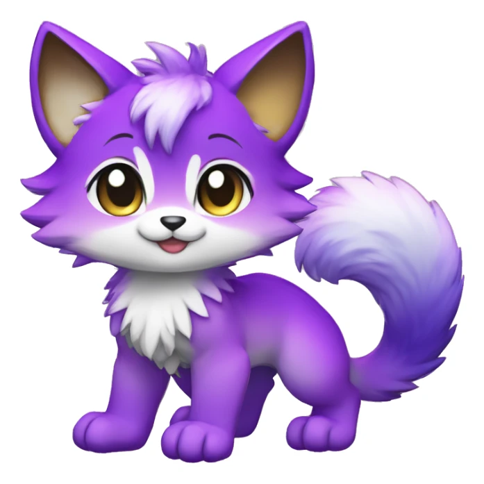 shiny, colorful, purple, gradient, Kemono-style, Chibi, Anthro-Fur-Sona-Fakémon, Full Body sticker