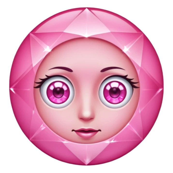 pink diamond with eyes, no nose, shiny and beautiful sticker