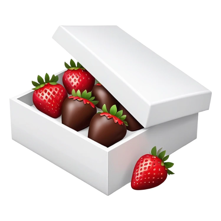 Chocolate-covered strawberries in a white box sticker