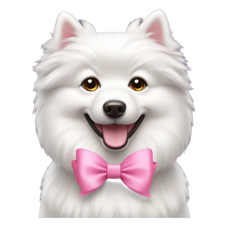 white spitz dog with pink bow sticker