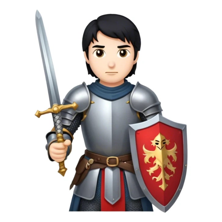 knight with sword. black hair sticker
