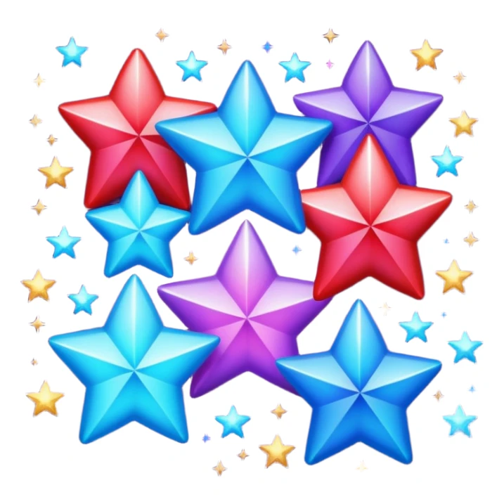 Sparkling shimmery red purple blue stars sticker