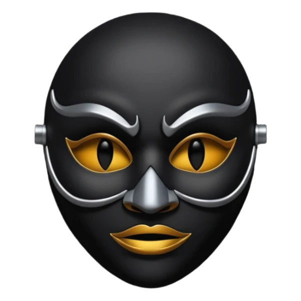 Minimal emoji, gothic mask forged from matte black leather, emotionless expression, smooth heavy surface, subtle leather texture, deep shadows, no glow, no neon, flat emoji style, centered sticker