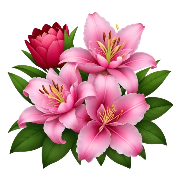 Pinke Lilien und rote Pfingstrosen sticker
