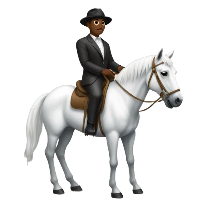 black man sitting on a white horse  sticker