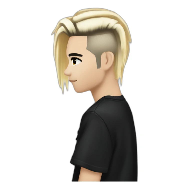 Bill Kaulitz black hair down with blonde highlights emo sticker