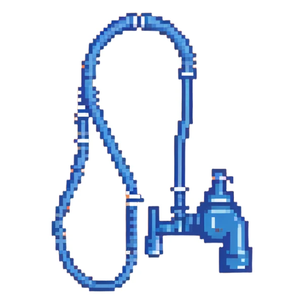 Pixelated blue VO2 max mouthpiece with breathing valve and connected tube sticker