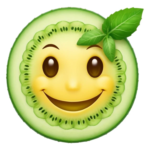 classic smiley face, cucumber slices instead of eyes sticker