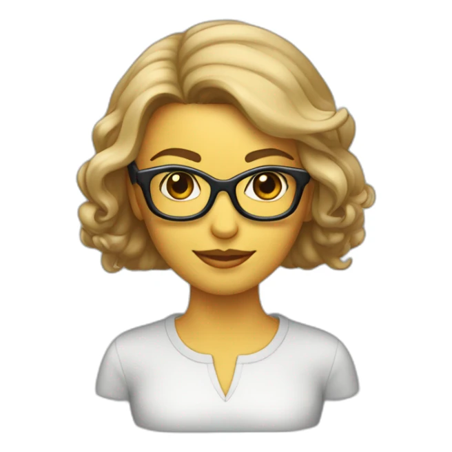 Femme coupe au carré, avec lunettes carrer sticker