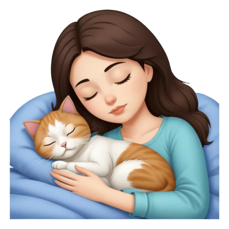 brunette girl sleeping with a persian cat sticker
