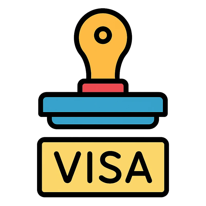 color outline icon of a visa stamp with clean lines, no background sticker