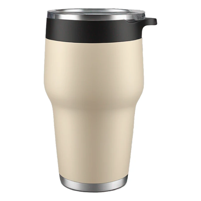 Beige 40oz tumbler with handle and tapered bottom  sticker
