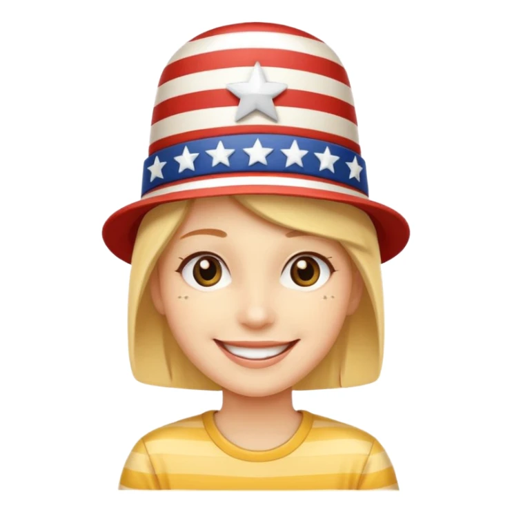 smiling emoji wearing stars and stripes hat celebrating Independence Day sticker