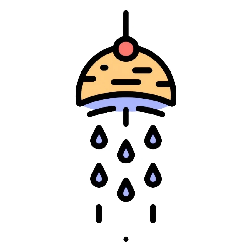 shower head with water drops sticker