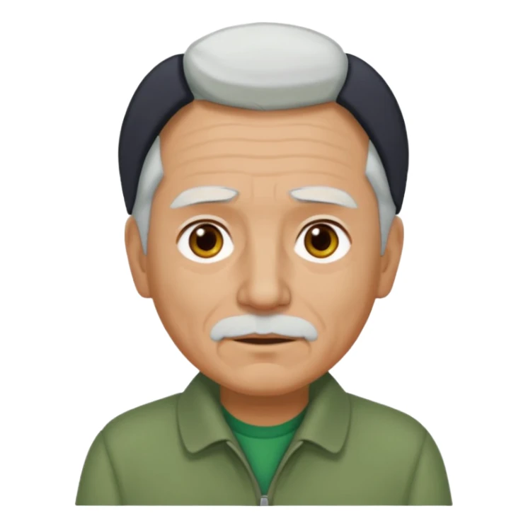 abuelo con pelo blanco, ojos cafés y ropa verde sticker