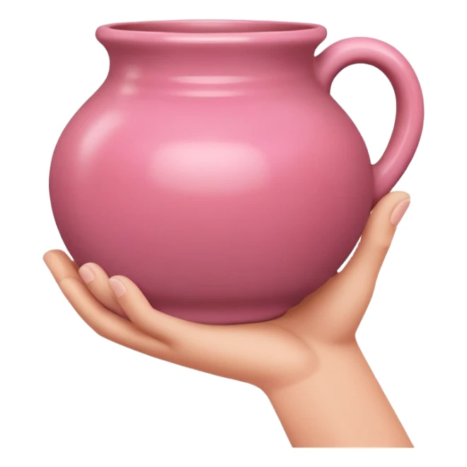 hand holding a finished pink pottery vase or bowl sticker