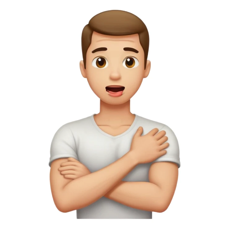 arms crossed holding neck guy sticking out his tongue  sticker