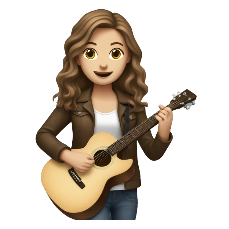 brown haired white girl playing guitar sticker