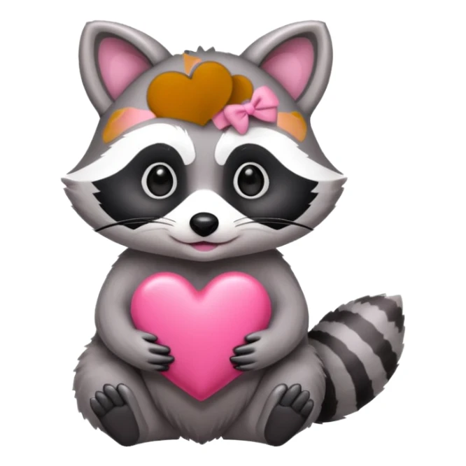 Raccoon with  heart sticker