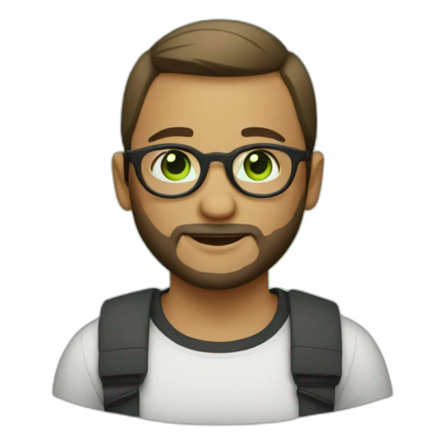 boy - in transparent round glasses - with a beard - short haircut - green eyes sticker