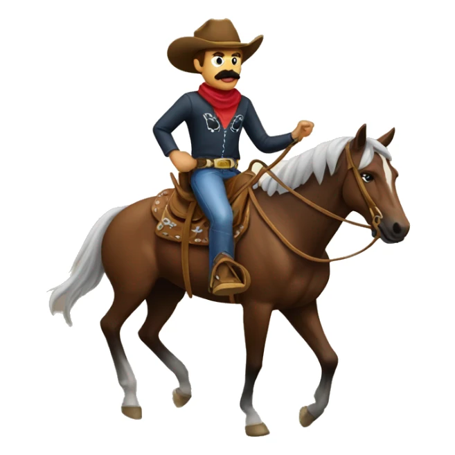 cowboy with mustache riding a horse sticker