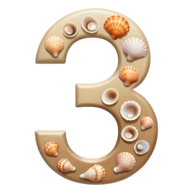 The number 5 is made of shells sticker