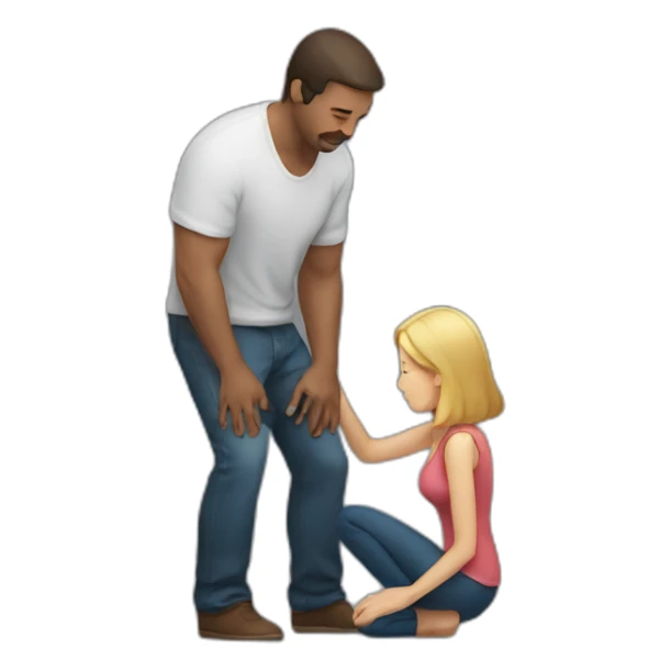Man on knees facing woman sticker