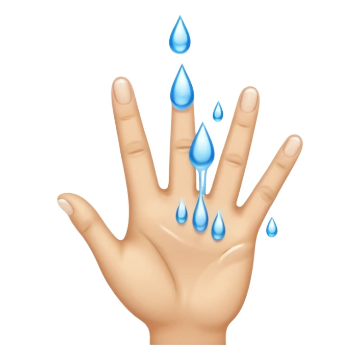 Water drenching and dripping directly off index and middle fingers of hand sticker