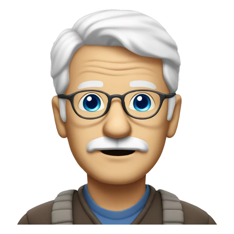 Old guy with glasses blue eyes white hair moustache soul patch glasses sticker