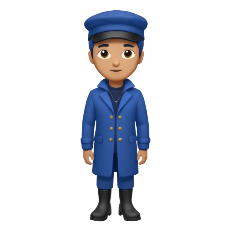 A Man Wearing Blue Cap With The Indigo Coat And Suit An black Boots sticker