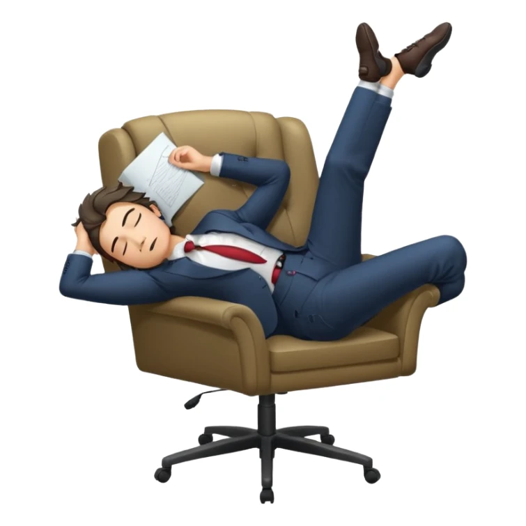 Boss sleeping in a chair with her legs up on the desk sticker