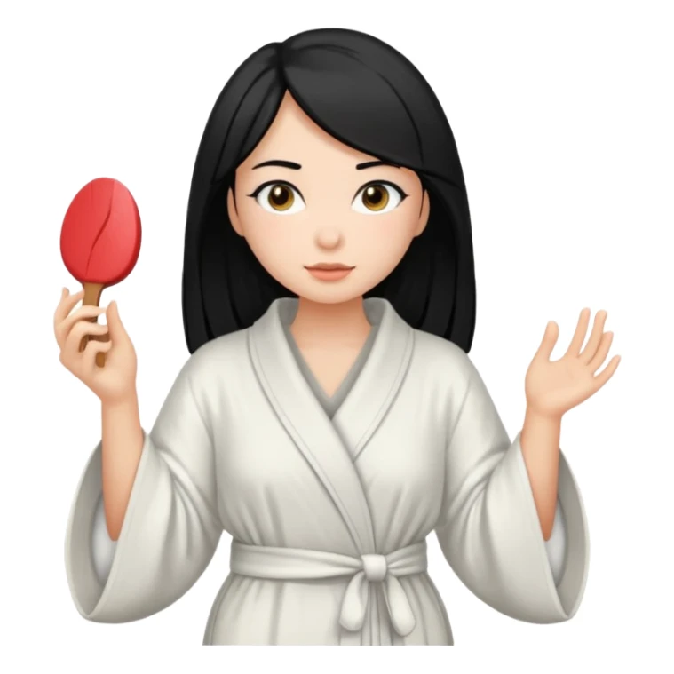 girl with black hair getting ready sticker