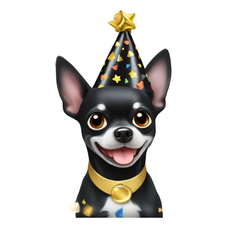 Black chihuahua party hat confetti  sticker