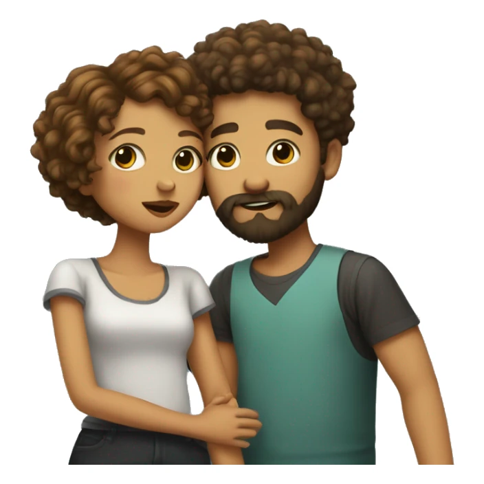 Bearded boy with buzcut kissing curly short haired girl sticker