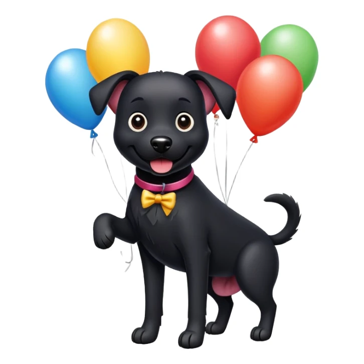 Black dog with birthday balloons sticker