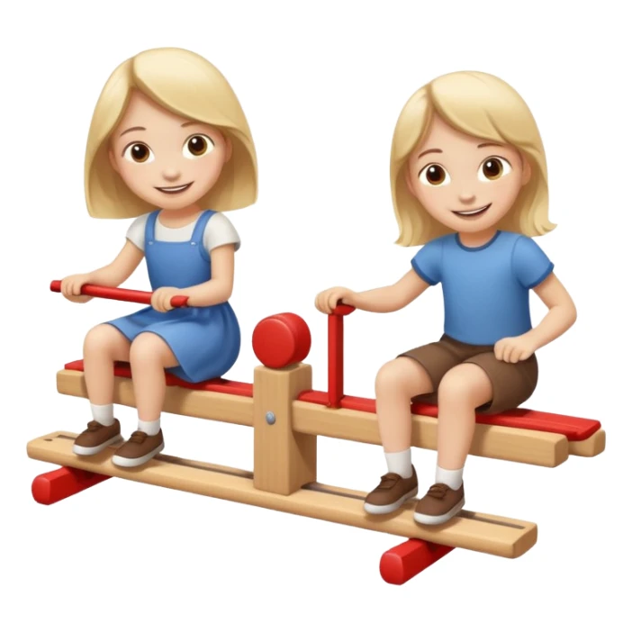 one boy and one girl playing seesaw sticker