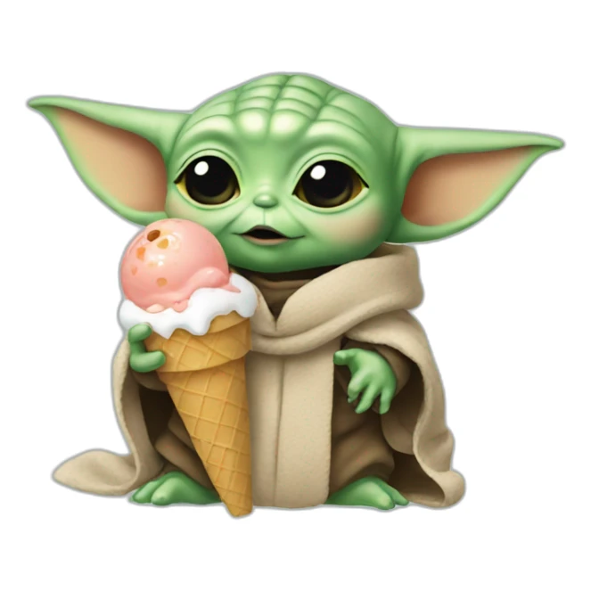 Baby yoda eating ice cream sticker