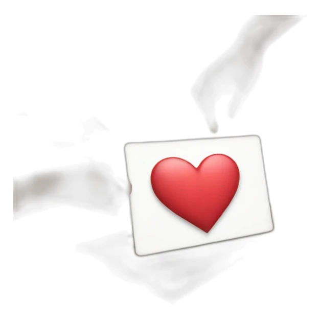 Hands doing heart emoji atop closed laptop sticker