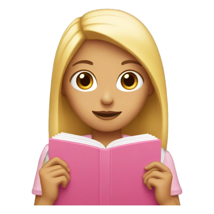 Girl holding a pink book in front of her face  sticker