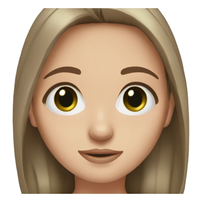 white girl, long BROWN way hair, dark green hazel eyes sticker