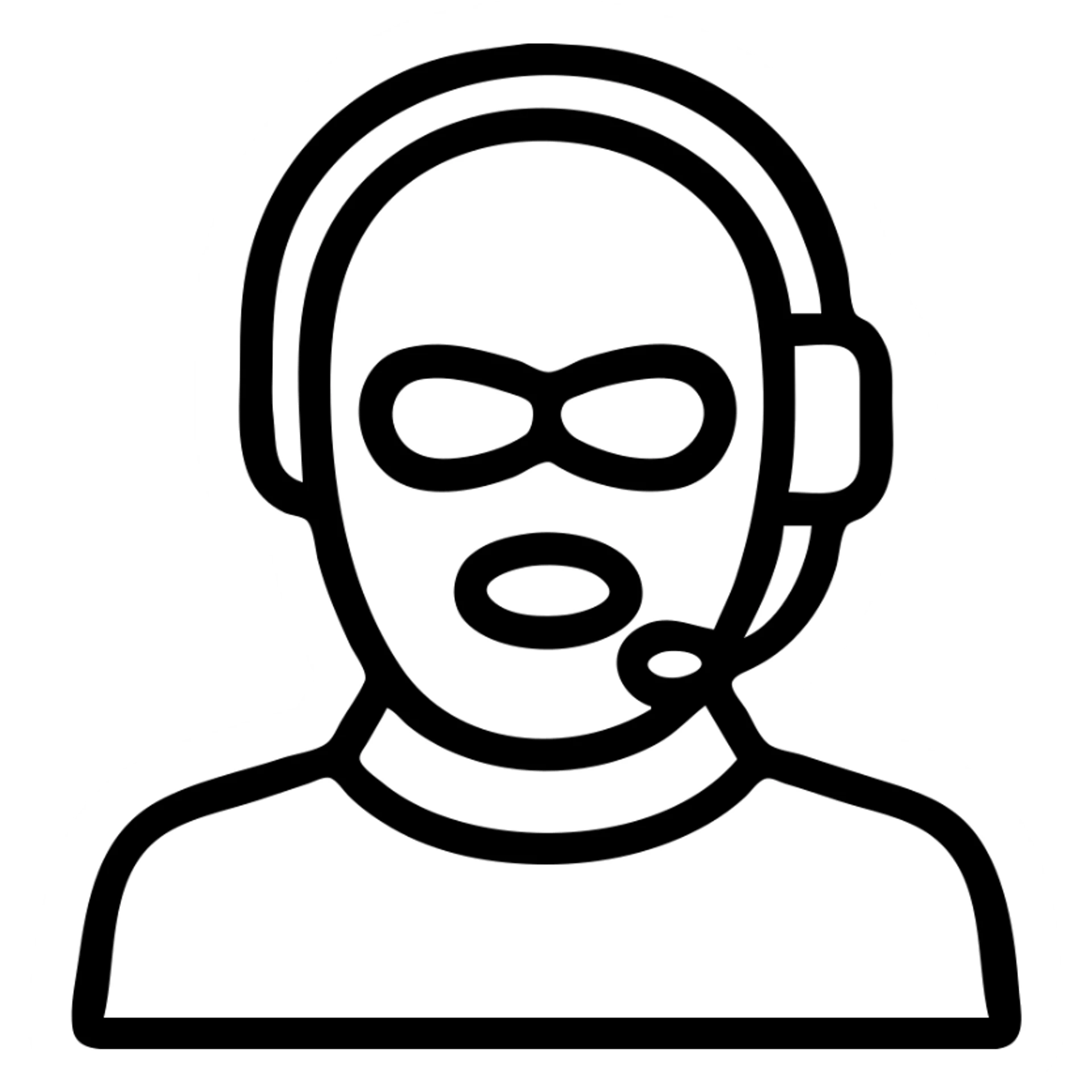 guy in a black ski mask and headset, minimal style sticker