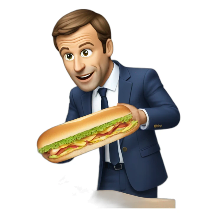 Emanuel macron qui mange un sandwich  sticker