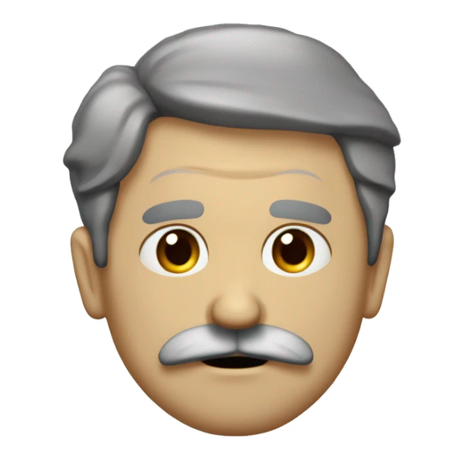 A middle aged man with a frown on his face, scrunched eyebrows, brown hair, and moustache. He looks just like the scientist J.J Thomson  sticker