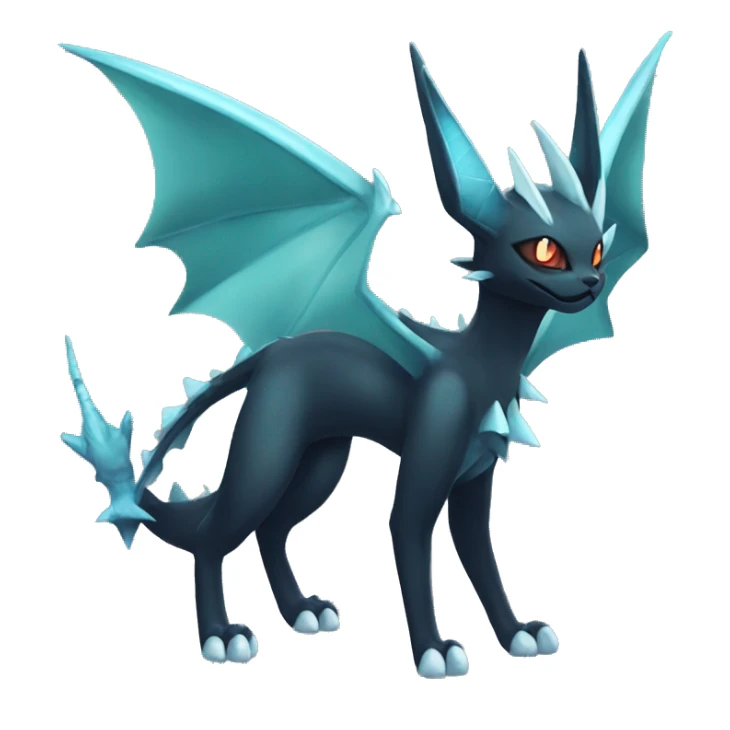 Black Edgy Ethereal Noivern-Vaporeon-Litten full body sticker