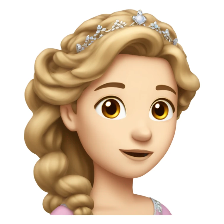 Beautiful princess, long hair, light brown hair, tiara sticker