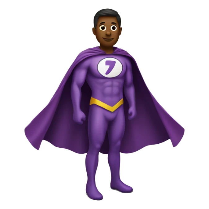 Superhero on the eggplant emoji with a cape sticker